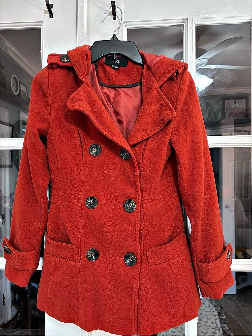 XXI Women’s Burnt Orange Hooded Coat Size Small Like New